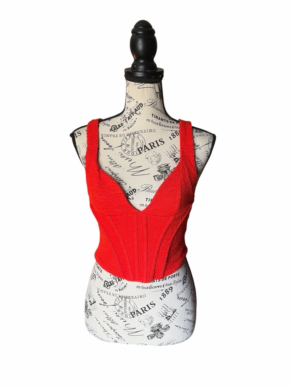 Zara Red Textured Corset Bustier Crop Top Sweetheart Y2K Size Small